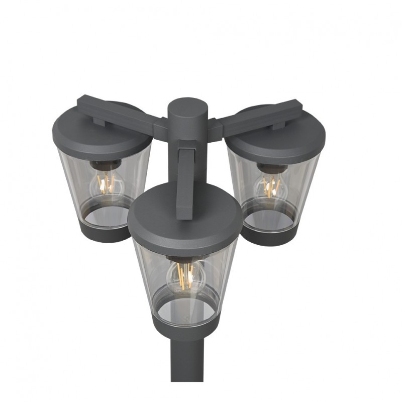 Trio-411060342 - Cavado - Anthracite 3 Light Post with Clear Diffuser