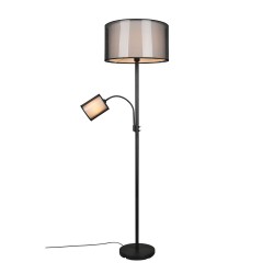 Burton - Black Mother & Child Floor Lamp with White & Transparent Black Shade