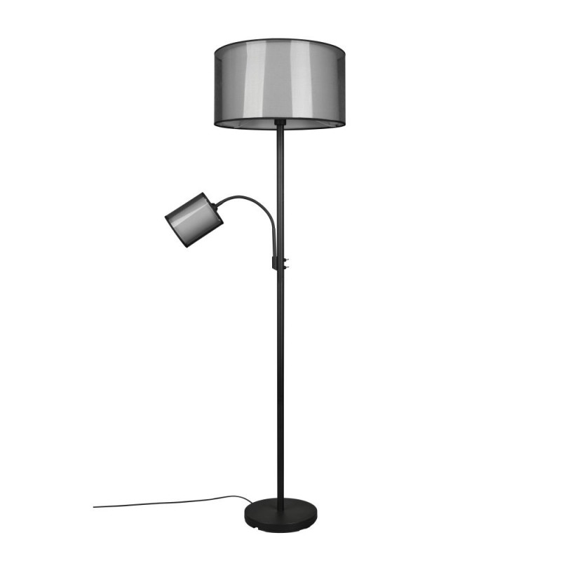 Trio-411400232 - Burton - Black Mother & Child Floor Lamp with White & Transparent Black Shade