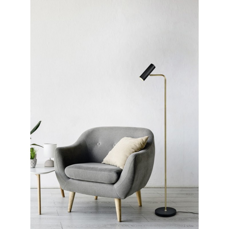 - Marley - Matt Black & Matt Brass Floor Lamp Trio-412400108 - Marley - Matt Black & Matt Brass Floor Lamp