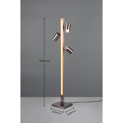 Marley - Wooden & Matt Nickel 4 Light LED Floor Lamp