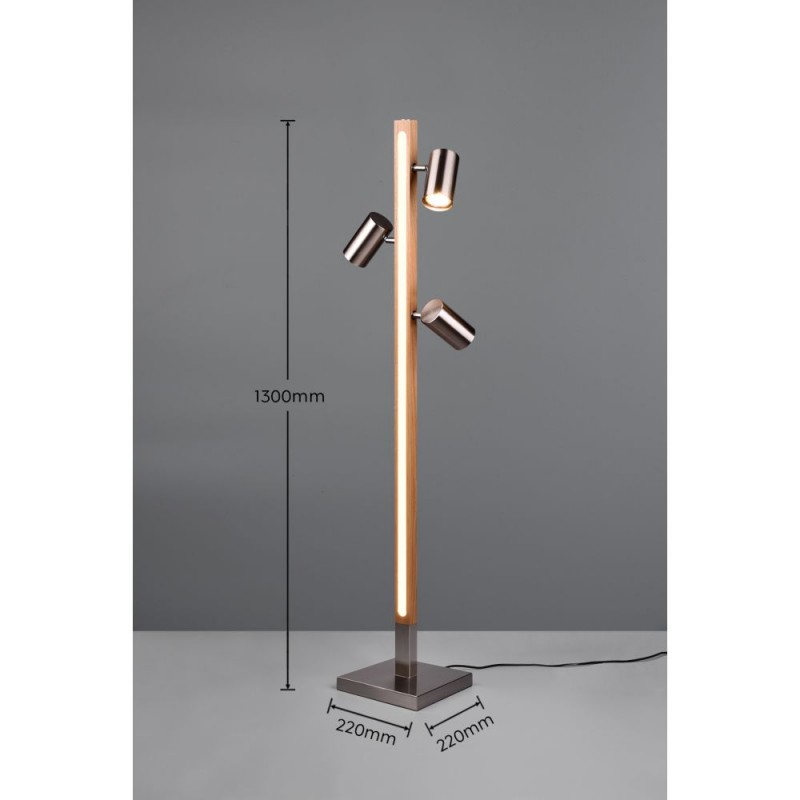 Trio-412510407 - Marley - Wooden & Matt Nickel 4 Light LED Floor Lamp