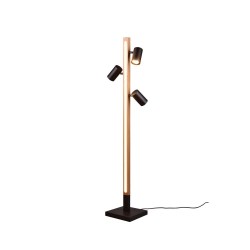 Marley - Wooden & Matt Black 4 Light LED Floor Lamp
