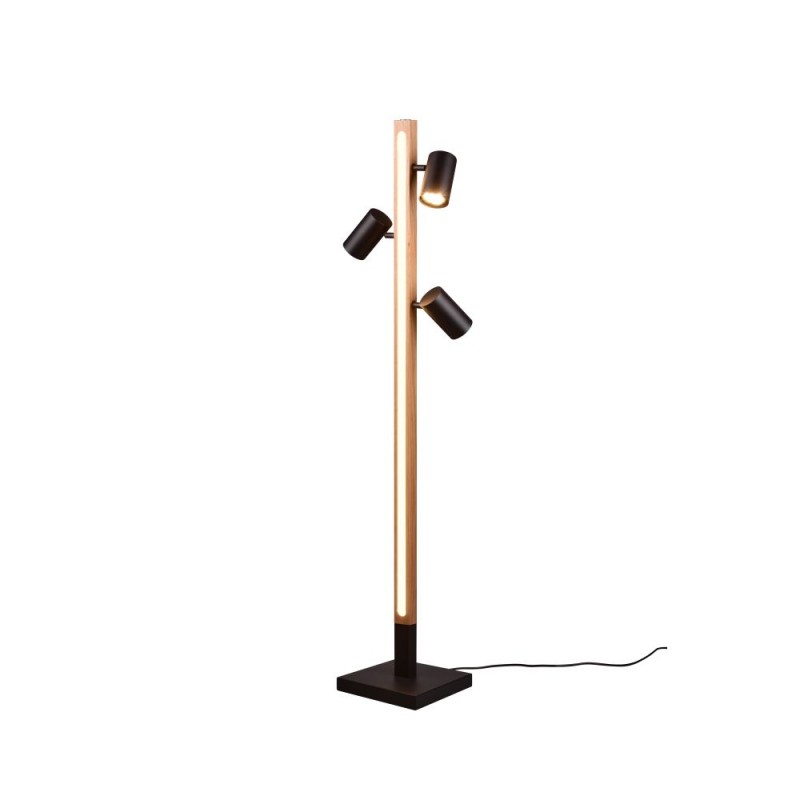 Trio-412510432 - Marley - Wooden & Matt Black 4 Light LED Floor Lamp