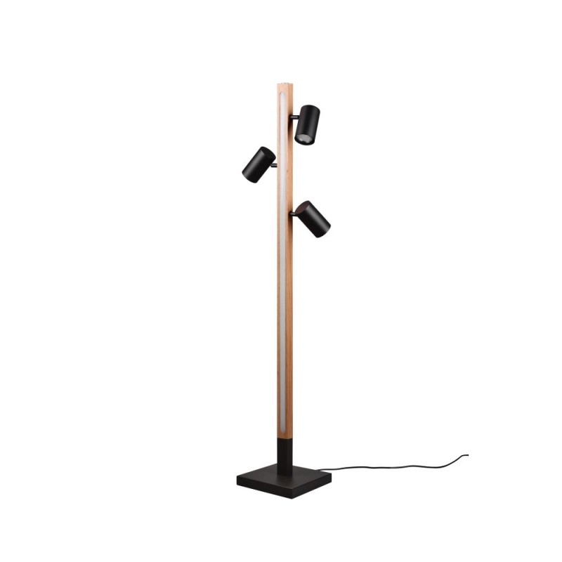 Trio-412510432 - Marley - Wooden & Matt Black 4 Light LED Floor Lamp