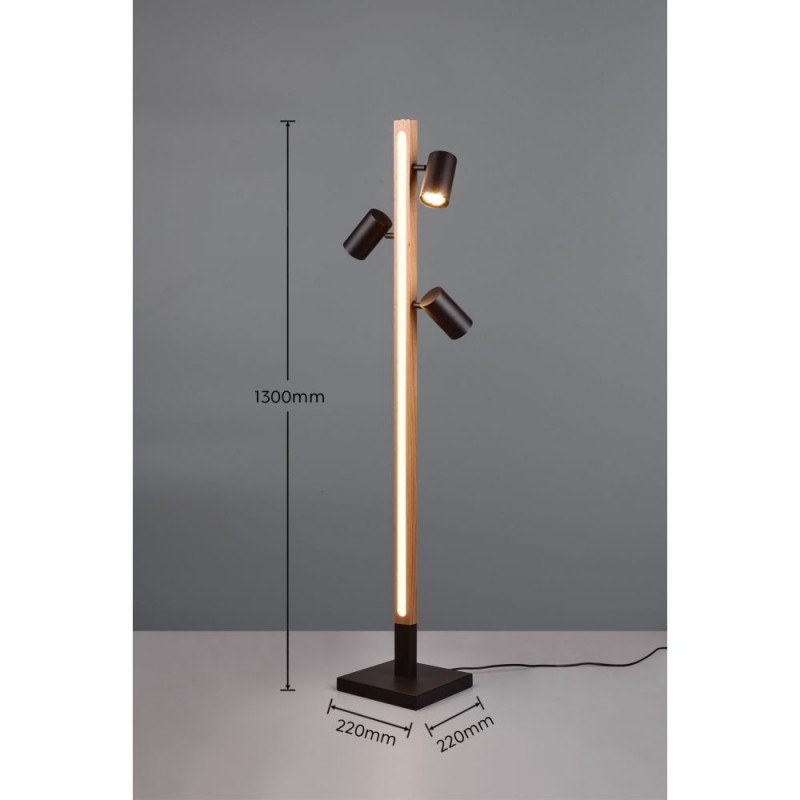 Trio-412510432 - Marley - Wooden & Matt Black 4 Light LED Floor Lamp