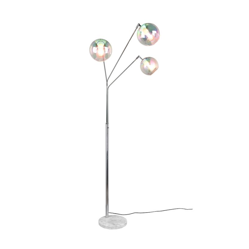 - Paxton - Chrome 3 Light Floor Lamp with Multicoloured Clear Glass Trio-416900306 - Paxton - Chrome 3 Light Floor Lamp with Multicoloured Clear Glass