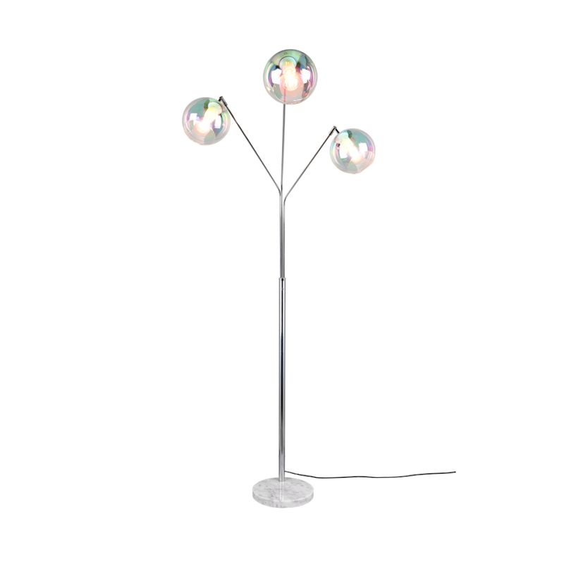- Paxton - Chrome 3 Light Floor Lamp with Multicoloured Clear Glass Trio-416900306 - Paxton - Chrome 3 Light Floor Lamp with Multicoloured Clear Glass