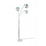 Paxton - Chrome 3 Light Floor Lamp with Multicoloured Clear Glass Paxton - Chrome 3 Light Floor Lamp with Multicoloured Clear Glass