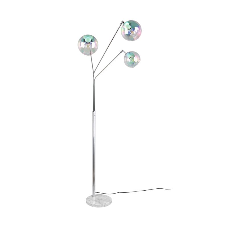 - Paxton - Chrome 3 Light Floor Lamp with Multicoloured Clear Glass Trio-416900306 - Paxton - Chrome 3 Light Floor Lamp with Multicoloured Clear Glass