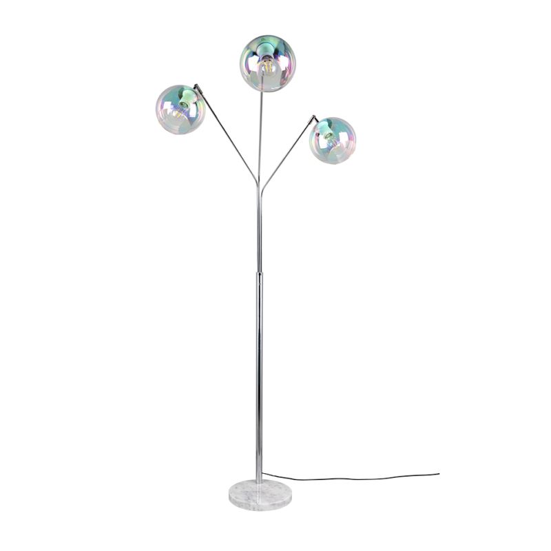 - Paxton - Chrome 3 Light Floor Lamp with Multicoloured Clear Glass Trio-416900306 - Paxton - Chrome 3 Light Floor Lamp with Multicoloured Clear Glass