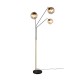 Trio-416900380 - Paxton - Black & Gold 3 Light Floor Lamp with Amber Glass