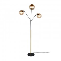 Paxton - Black & Gold 3 Light Floor Lamp with Amber Glass Paxton - Black & Gold 3 Light Floor Lamp with Amber Glass