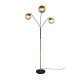 Trio-416900380 - Paxton - Black & Gold 3 Light Floor Lamp with Amber Glass
