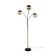 Trio-416900380 - Paxton - Black & Gold 3 Light Floor Lamp with Amber Glass