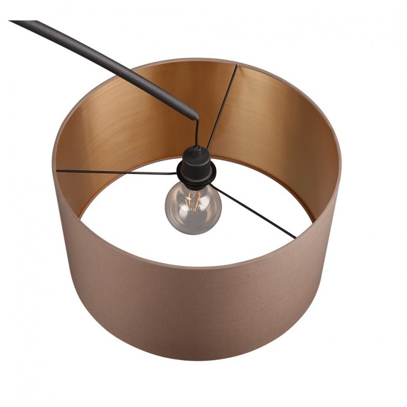 - Mansur - Black Floor Lamp with Taupe & Gold Shade Trio-419200141 - Mansur - Black Floor Lamp with Taupe & Gold Shade