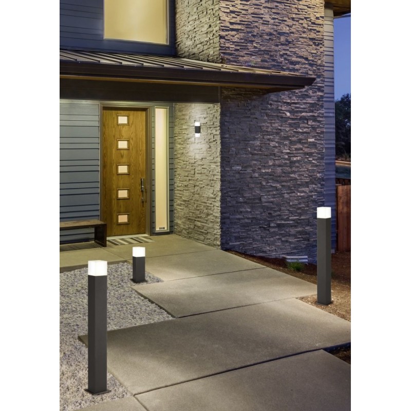 - Hudson - Anthracite Square Bollard with White Diffuser Trio-420060142 - Hudson - Anthracite Square Bollard with White Diffuser