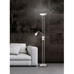 Santo II - Matt Nickel Mother & Child LED Floor Lamp with Alabaster Glass Santo II - Matt Nickel Mother & Child LED Floor Lamp with Alabaster Glass