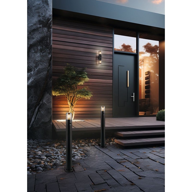 - Hoosic - Matt Black PIR Bollard with Smoked Diffuser Trio-422260132 - Hoosic - Matt Black PIR Bollard with Smoked Diffuser