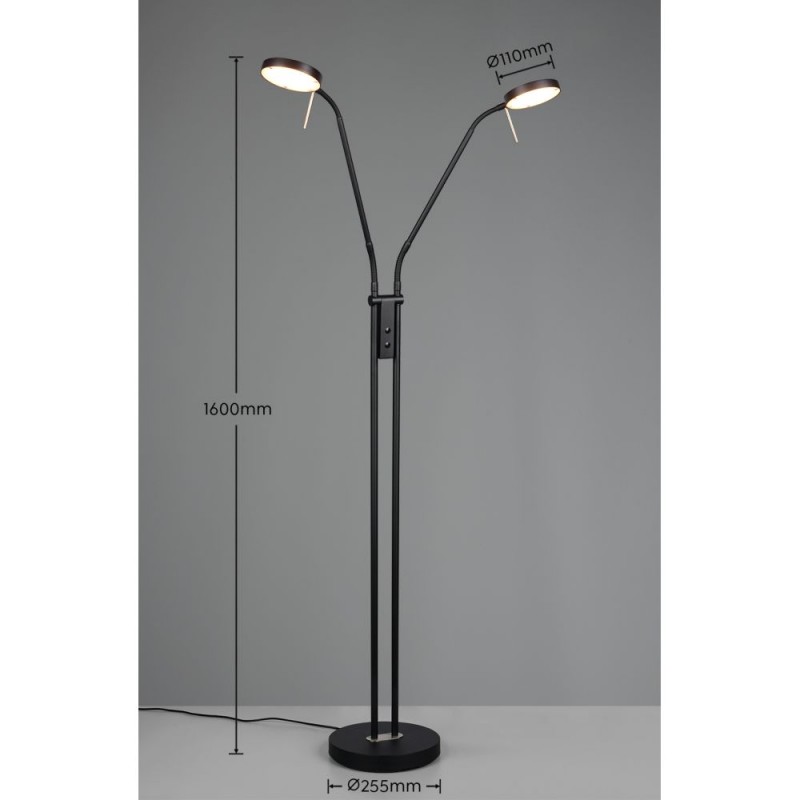 Trio-423310232 - Monza - Matt Black 2 Light CCT Floor Lamp