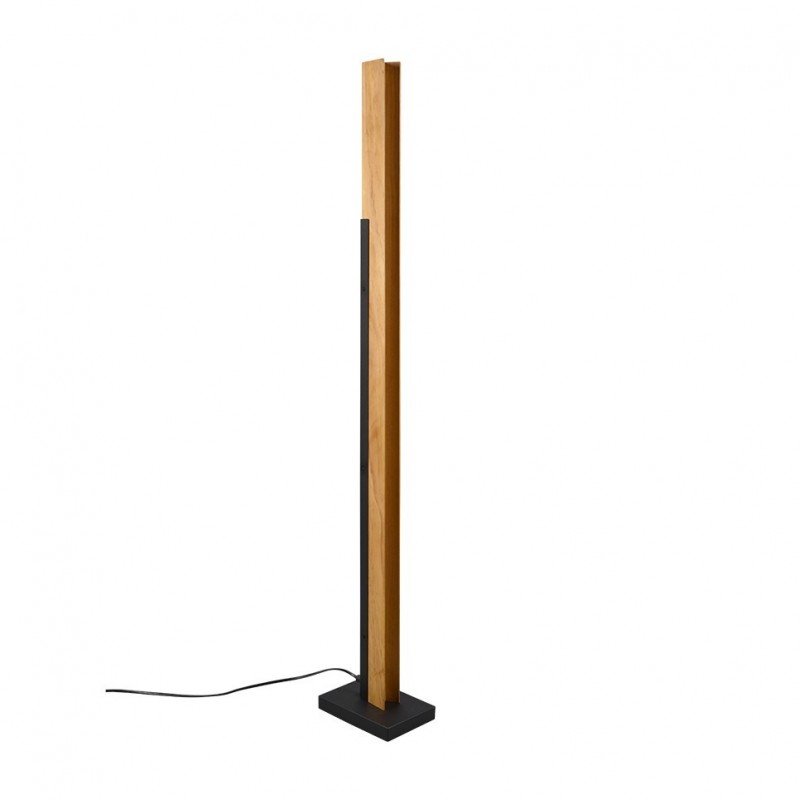 - Kerala - Wooden & Matt Black Floor Lamp Trio-441610132 - Kerala - Wooden & Matt Black Floor Lamp