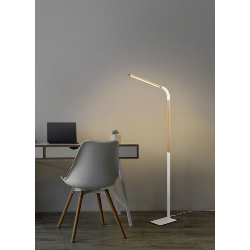 - Norris - Wooden & White LED Floor Lamp Trio-445210131 - Norris - Wooden & White LED Floor Lamp