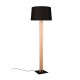 Trio-447610232 - Rahul - Wooden & Black Floor Lamp with Black Shade