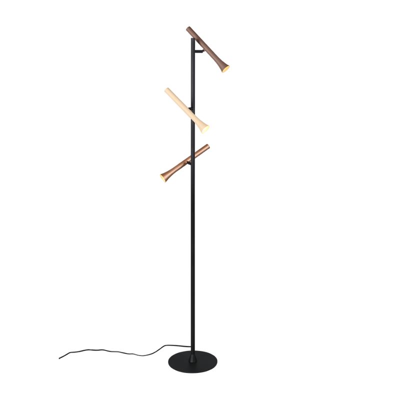 Trio-452010317 - Fiato - Matt Black 3 Light CCT Floor Lamp with Multicolour Shades