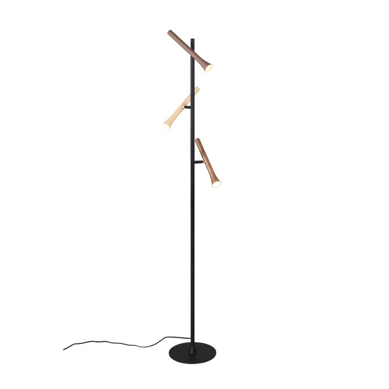 Trio-452010317 - Fiato - Matt Black 3 Light CCT Floor Lamp with Multicolour Shades