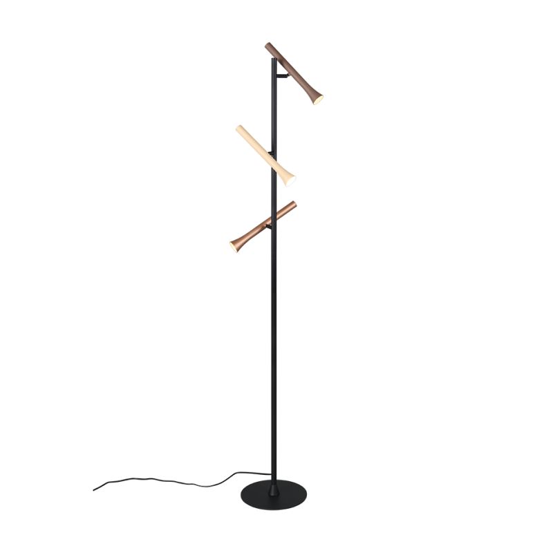 Trio-452010317 - Fiato - Matt Black 3 Light CCT Floor Lamp with Multicolour Shades