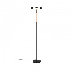 Celeste - Black & Wood LED Floor Lamp with Smoked Glass Celeste - Black & Wood LED Floor Lamp with Smoked Glass