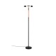 Trio-454910132 - Celeste - Black & Wood LED Floor Lamp with Smoked Glass