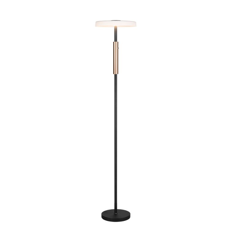 Trio-454910132 - Celeste - Black & Wood LED Floor Lamp with Smoked Glass