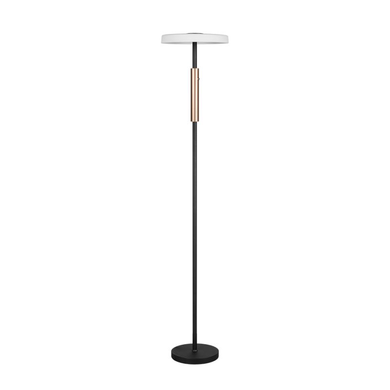 Trio-454910132 - Celeste - Black & Wood LED Floor Lamp with Smoked Glass