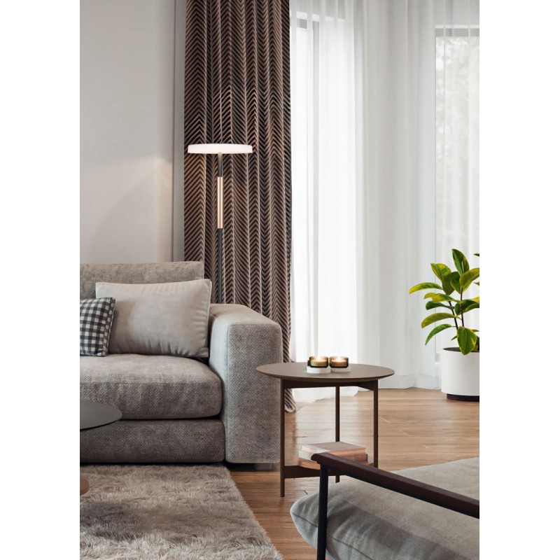 Trio-454910165 - Celeste - Black & Coffee LED Floor Lamp with White Glass
