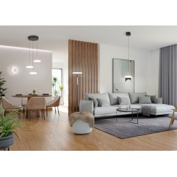 Celeste - Black & Coffee LED Floor Lamp with White Glass Celeste - Black & Coffee LED Floor Lamp with White Glass