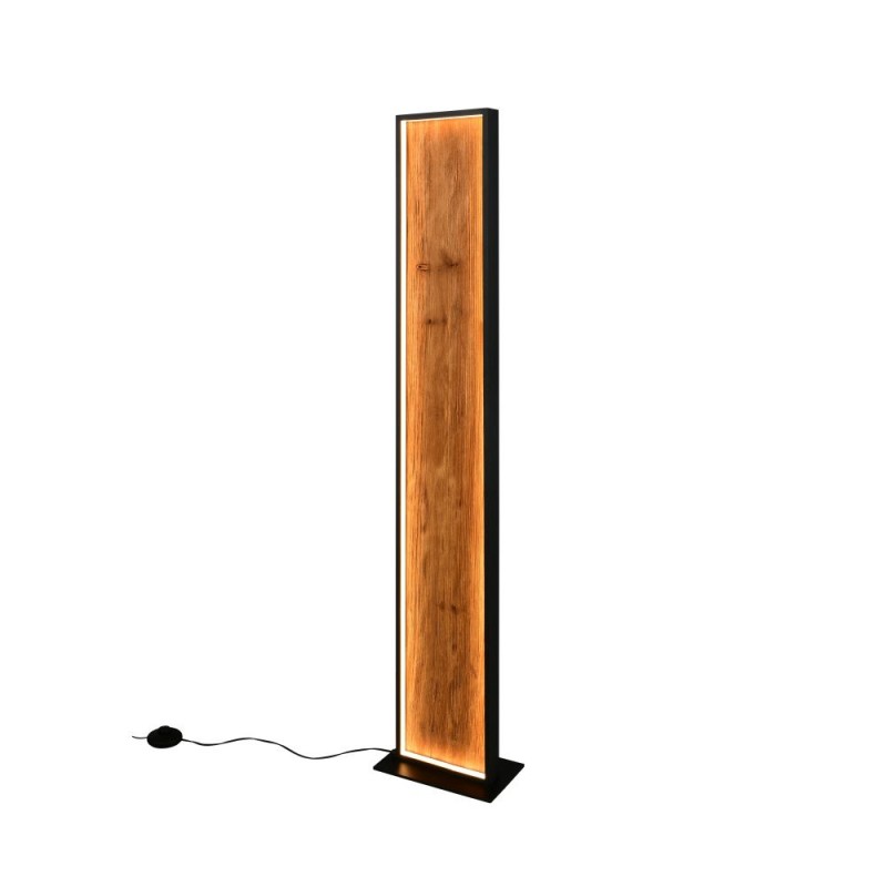 Trio-455510130 - Kalea - Black LED Floor Lamp with Natural Wood