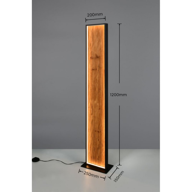 Trio-455510130 - Kalea - Black LED Floor Lamp with Natural Wood