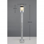 Ruvuma - Silver Bollard with Clear Glass Diffuser IP44