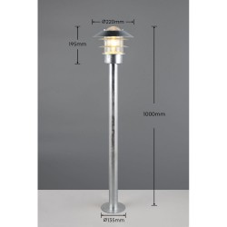 Ruvuma - Silver Bollard with Clear Glass Diffuser IP44