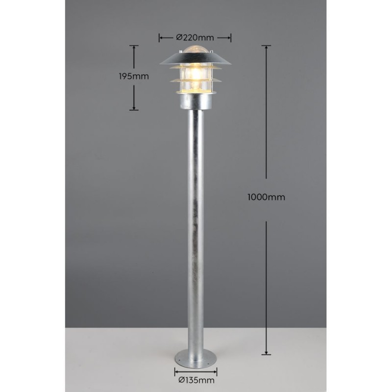 Trio-462060186 - Ruvuma - Silver Bollard with Clear Glass Diffuser IP44