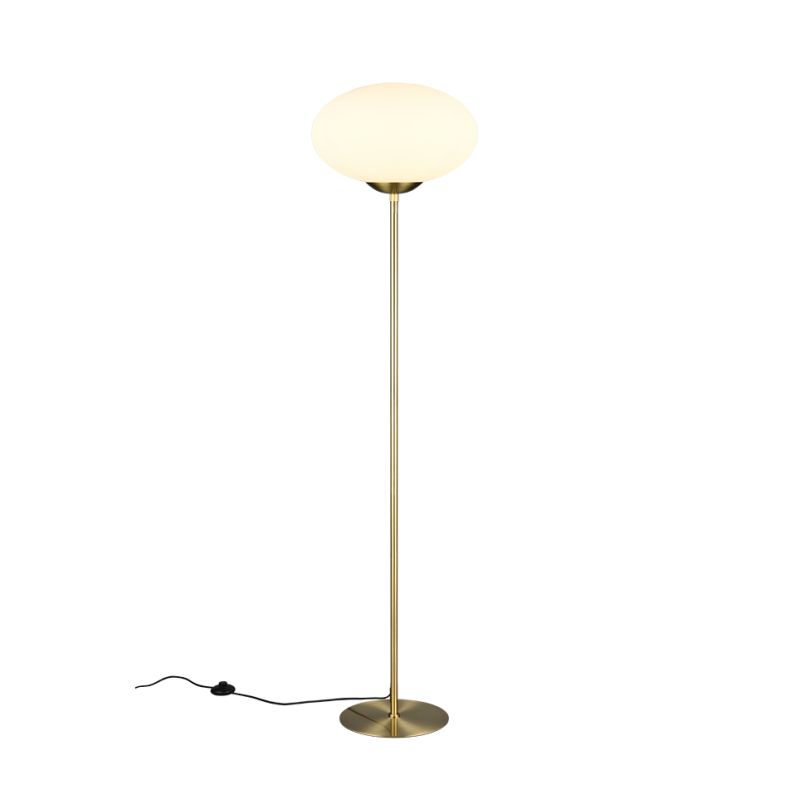 - Fomento - Matt Brass Floor Lamp with White Oval Glass Trio-463100108 - Fomento - Matt Brass Floor Lamp with White Oval Glass