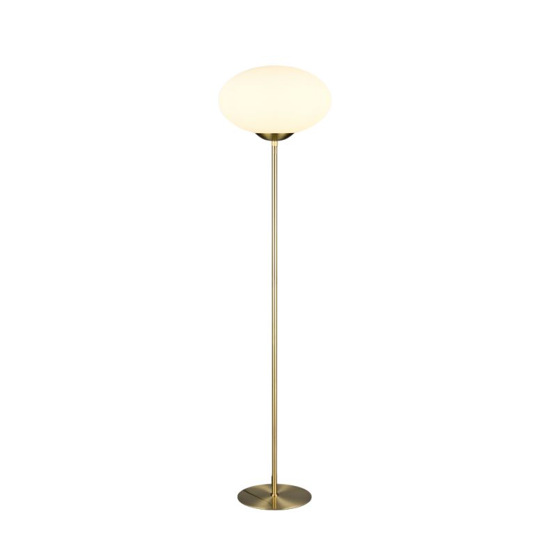 - Fomento - Matt Brass Floor Lamp with White Oval Glass Trio-463100108 - Fomento - Matt Brass Floor Lamp with White Oval Glass
