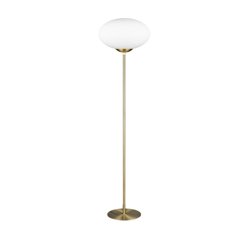 - Fomento - Matt Brass Floor Lamp with White Oval Glass Trio-463100108 - Fomento - Matt Brass Floor Lamp with White Oval Glass