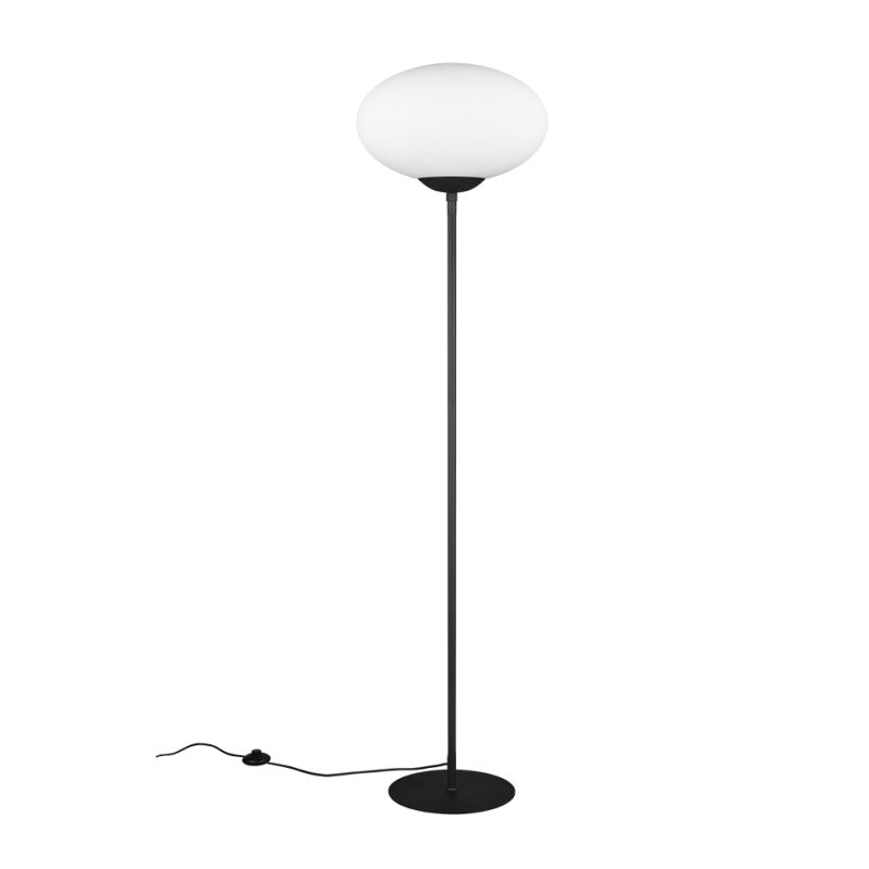 - Fomento - Matt Black Floor Lamp with White Oval Glass Trio-463100132 - Fomento - Matt Black Floor Lamp with White Oval Glass