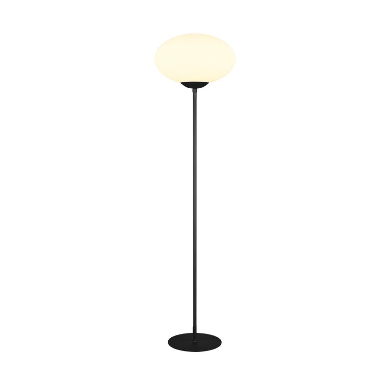 - Fomento - Matt Black Floor Lamp with White Oval Glass Trio-463100132 - Fomento - Matt Black Floor Lamp with White Oval Glass