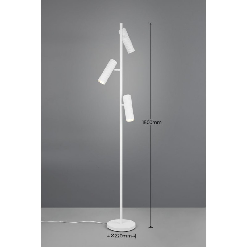 Trio-467700331 - Soka - Matt White Ribbed 3 Light Floor Lamp