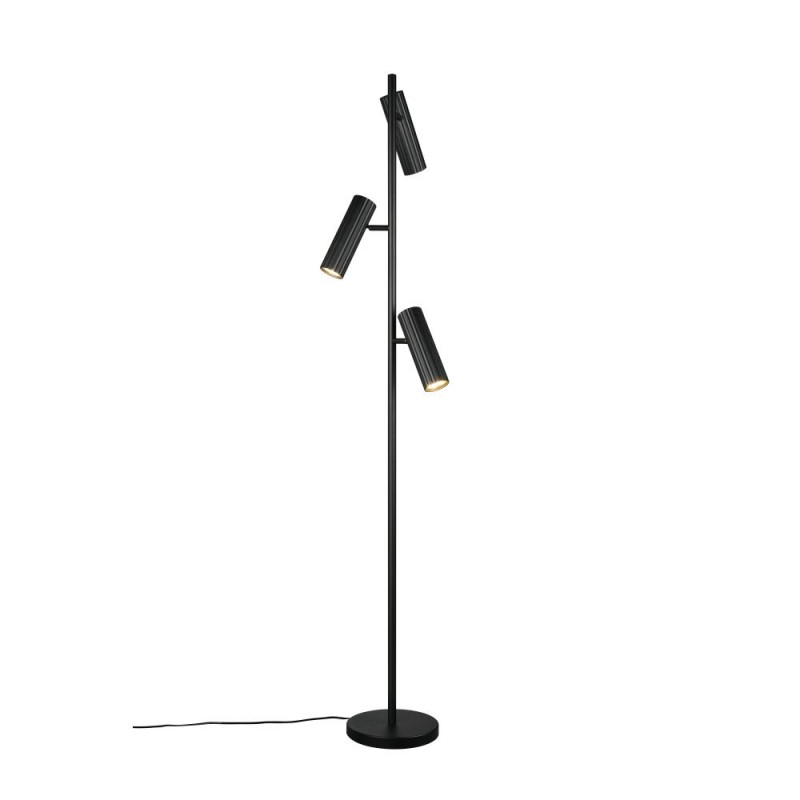 Trio-467700332 - Soka - Matt Black Ribbed 3 Light Floor Lamp