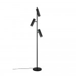 Soka - Matt Black Ribbed 3 Light Floor Lamp