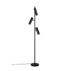 Soka - Matt Black Ribbed 3 Light Floor Lamp